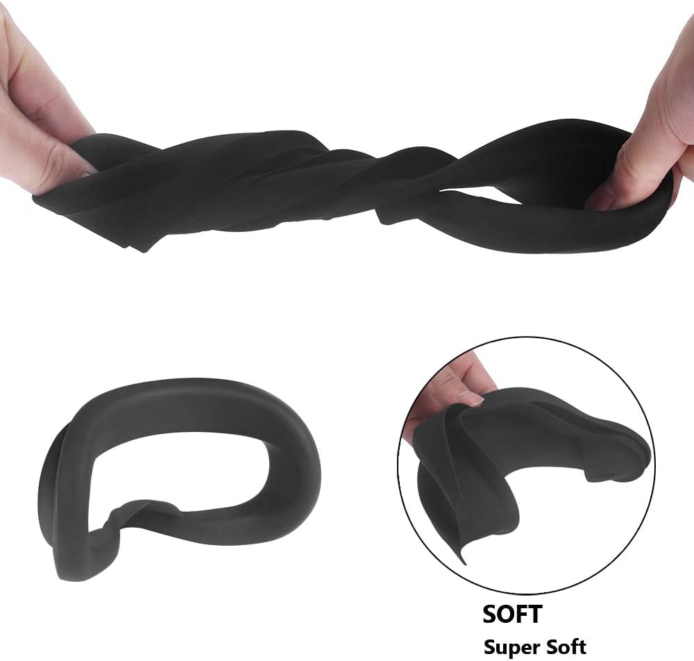 Silicone VR Face Cover for Quest 2 VR Headset Face Cushion Cover Sweatproof (Black)