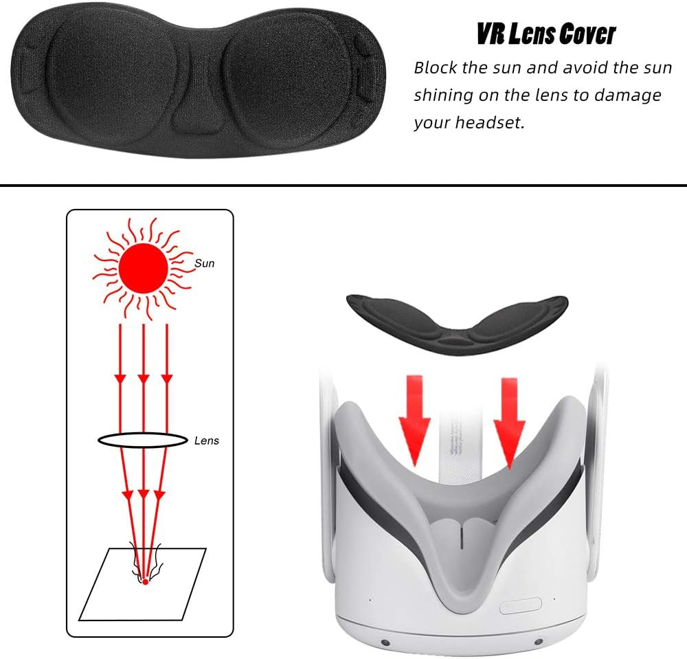 Pinson Silicone VR Face Cover for Oculus Quest 2 VR Headset Face Cushion Cover Sweatproof (Gray)