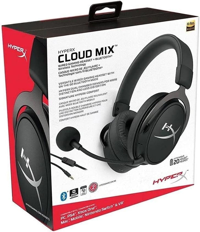 Cloud MIX - Wired Gaming Headset + Bluetooth, Game and Go, Detachable Microphone, Signature Comfort, Lightweight, Multi Platform Compatible - Black