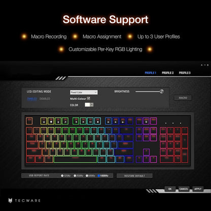 Phantom 87 Key RGB Mechanical Gaming Keyboard | Outemu Red Switch | 16.8M Color LED Lighting | 18 Pre-Set | Low Latency | N-Key Rollover | Software Customizable Keys | Wired USB Connection