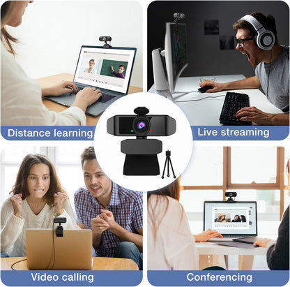 HD Webcam 1080P with Microphone, PC Laptop Desktop USB Webcams, Pro Streaming Computer Camera, 120-Degree Wide Angle Webcam