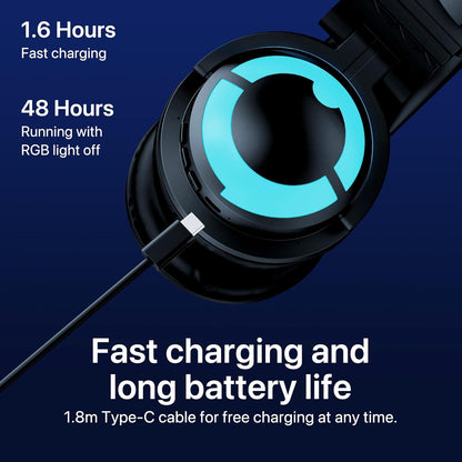 Cat Ear Headphones, Cute Cat Ear Gaming Headsets with Bluetooth 5.2 for Pc/Pe/Switch/Ps4/Ps5, Built-In Mic & Customizable RGB Light Effect for Anime Lovers(Ce Black)