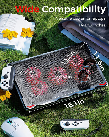 Laptop Cooling Pad for 17.3" Notebook, Red 5 Fans