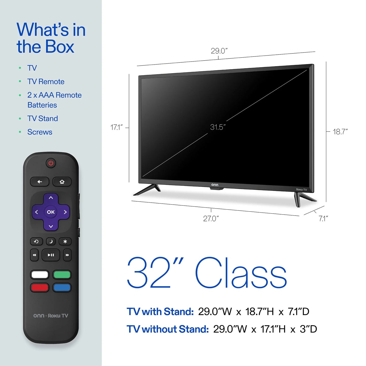 32” Class 720P HD Roku Smart Television, 100012589