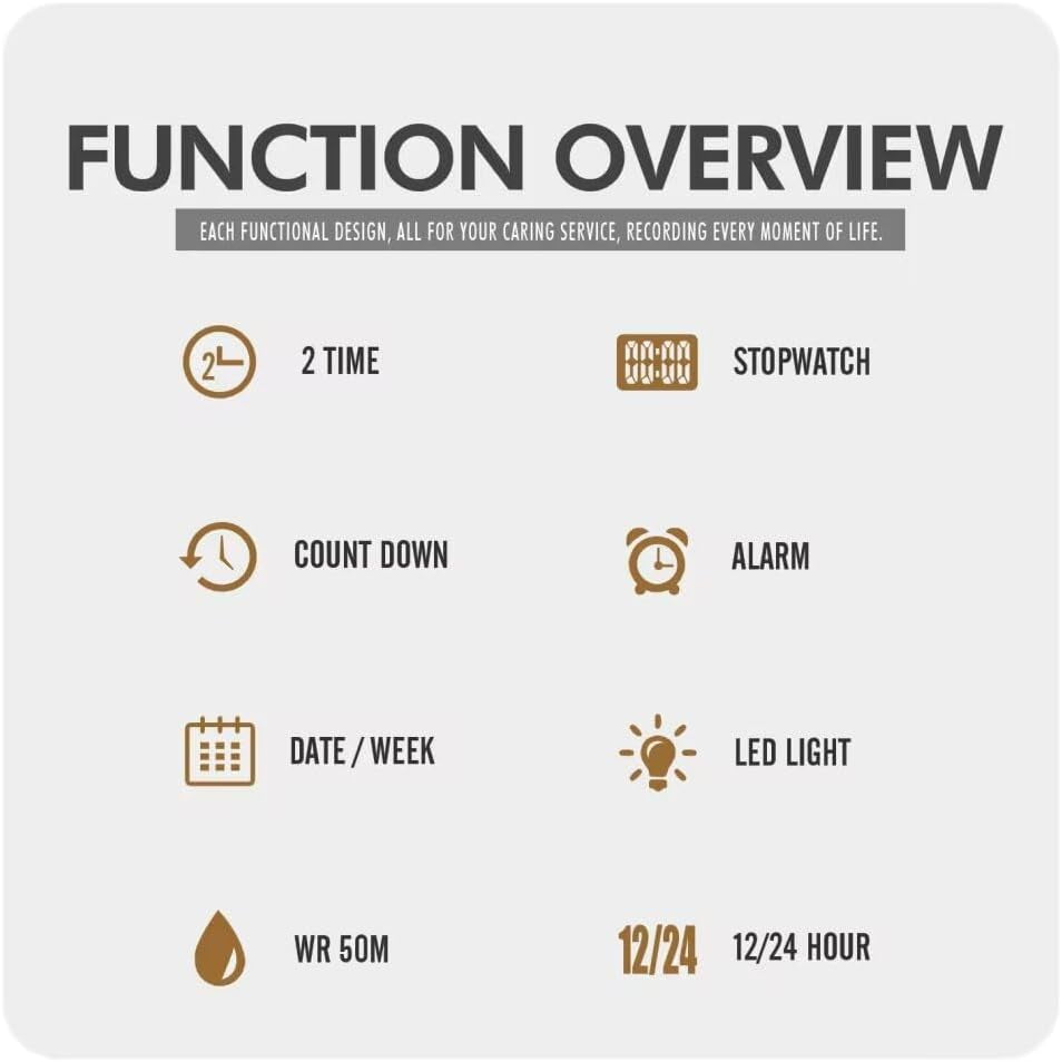 Unisex Digital Watch Women Men Multifunction Outdoor Sport Watches Casual Silicone Strap Stopwatch Alarm Countdown Dual Time 50M Waterproof (Blue)