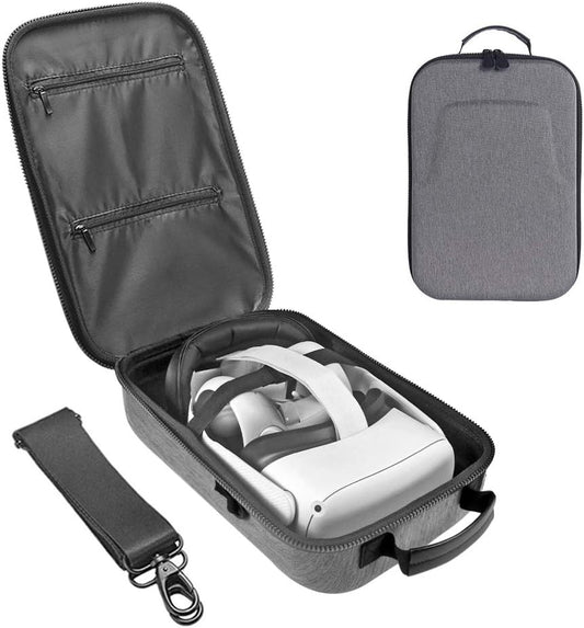 Fashion Travel Case for Oculus Quest 2 VR Gaming Headset Elite Strap and Controllers Accessories Carrying Bag (Gray)