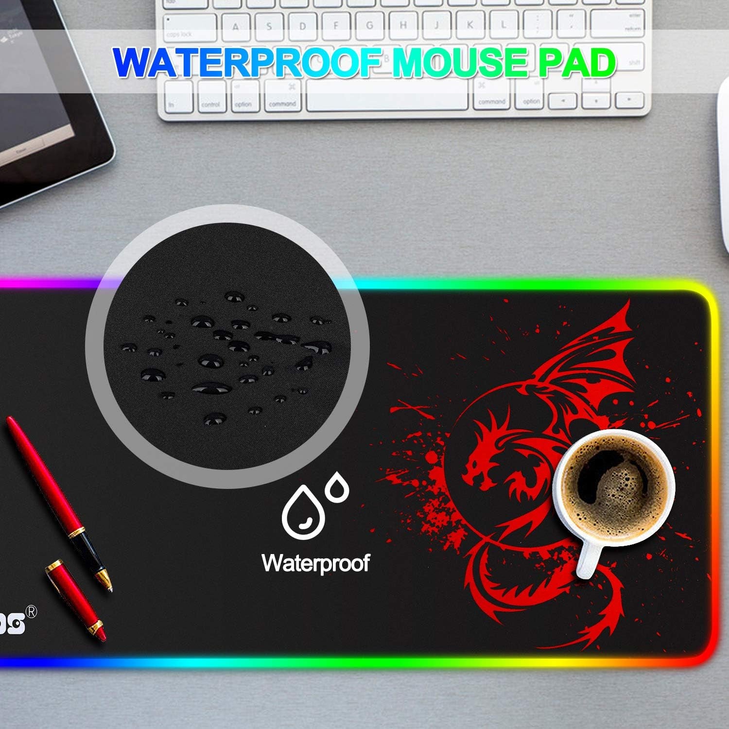RGB Gaming Mouse Pad Anime Dragon Mousepad