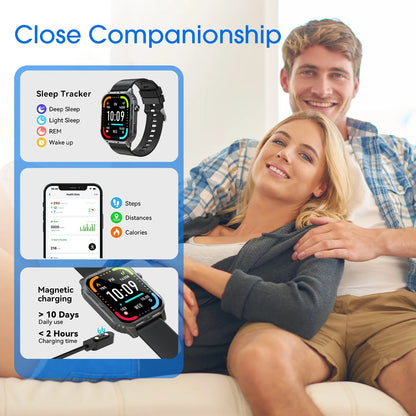 Smart Watch , H5 IP68 Waterproof Smartwatch for Women Men , Smart Watch with Bluetooth Call, Answer Make Calls , Black