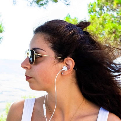 Clamor Wired Earbuds in Ear, Noise Isolating Headphones with Microphone, 3.5Mm Jack Plug, Mic and Volume Control, Memory Foam, Deep Bass, Tangle-Free Cord - Bright White