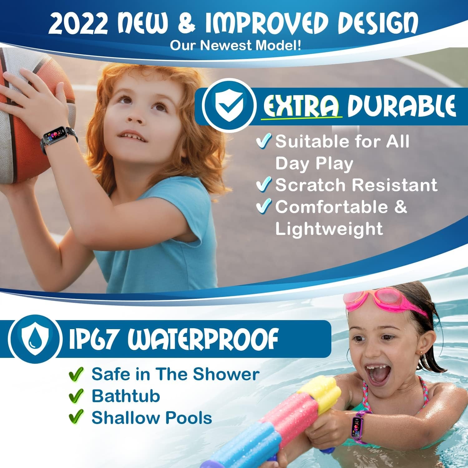 Kids Fitness Tracker for Age 5-16，2022 Upgraded Tracker Kids Watch，Waterproof Watch for Kids with Pedometer，Sleep Monitor & Calorie Counter，Fitness Watch for Kids Girls Boys Teen (Blue)