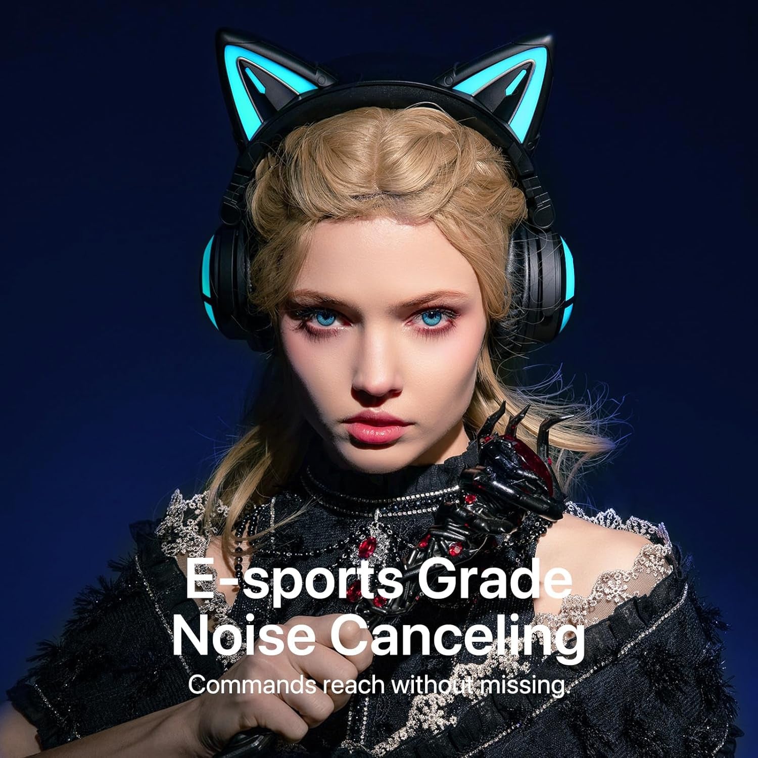 Cat Ear Headphones, Cute Cat Ear Gaming Headsets with Bluetooth 5.2 for Pc/Pe/Switch/Ps4/Ps5, Built-In Mic & Customizable RGB Light Effect for Anime Lovers(Ce Black)