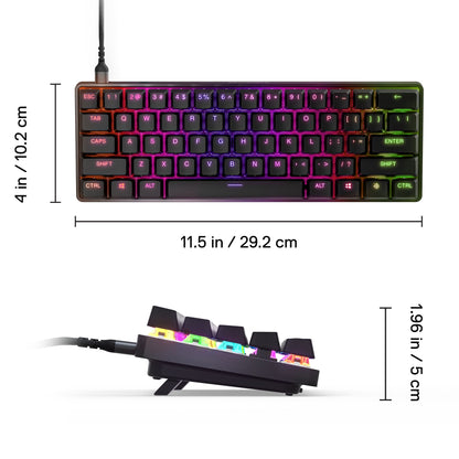 - Apex 9 Mini Gaming Keyboard 60% Wired Optipoint Adjustable Actuation Switch with RGB Lighting - Black
