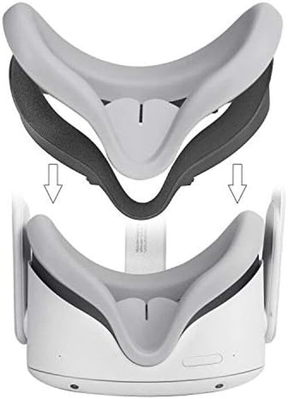 Pinson Silicone VR Face Cover for Oculus Quest 2 VR Headset Face Cushion Cover Sweatproof (Gray)