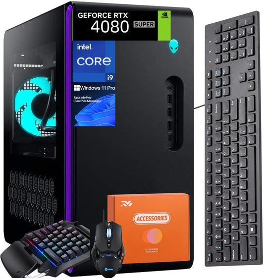 Aurora R16 Gaming Desktop, Intel 24-Core I9-14900Kf(Up to 6.0Ghz), 16GB GDDR6X Geforce RTX 4080 Super, 32 GB DDR5, 2 TB SSD, One-Handed Keyboard, Windows 11 Pro, Gaming Mouse