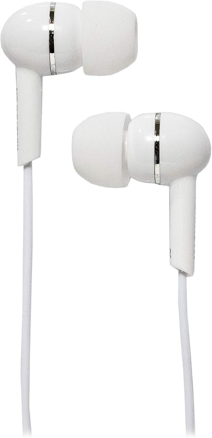 MHP4850-WH Ear Buds in White | Available in Black, Blue, Pink, Purple, & White | Ear Buds Wired | Extra Value Comfort Stereo Earbuds Wired | Durable Rubberized Cable |