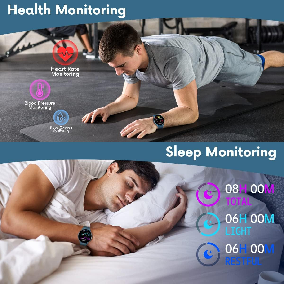 Smart Watches for Android Ios Phones IP67 Waterproof Smartwatch with Touch Screen Digital Watch Fitness Trackers Heart Rate Monitor Blood Pressure Monitor Step Counter Women Men Activity Watch