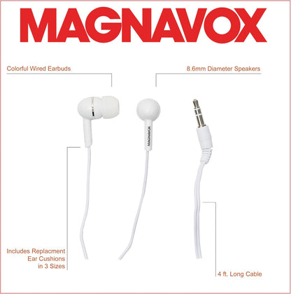MHP4850-WH Ear Buds in White | Available in Black, Blue, Pink, Purple, & White | Ear Buds Wired | Extra Value Comfort Stereo Earbuds Wired | Durable Rubberized Cable |