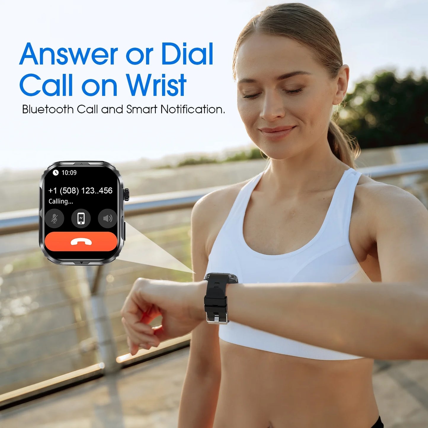 Smart Watch , H5 IP68 Waterproof Smartwatch for Women Men , Smart Watch with Bluetooth Call, Answer Make Calls , Black