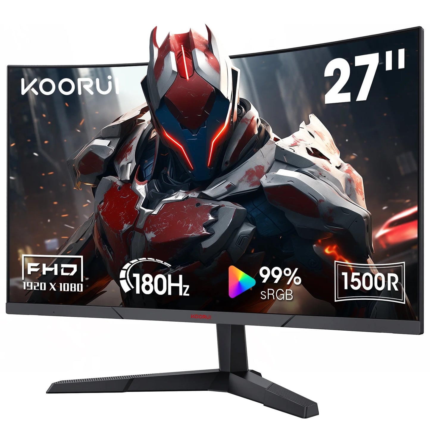 27 Inch Curved Gaming Monitor, 180Hz FHD Computer Monitors, 100% Srgb, Adaptive-Sync, 27E6CA