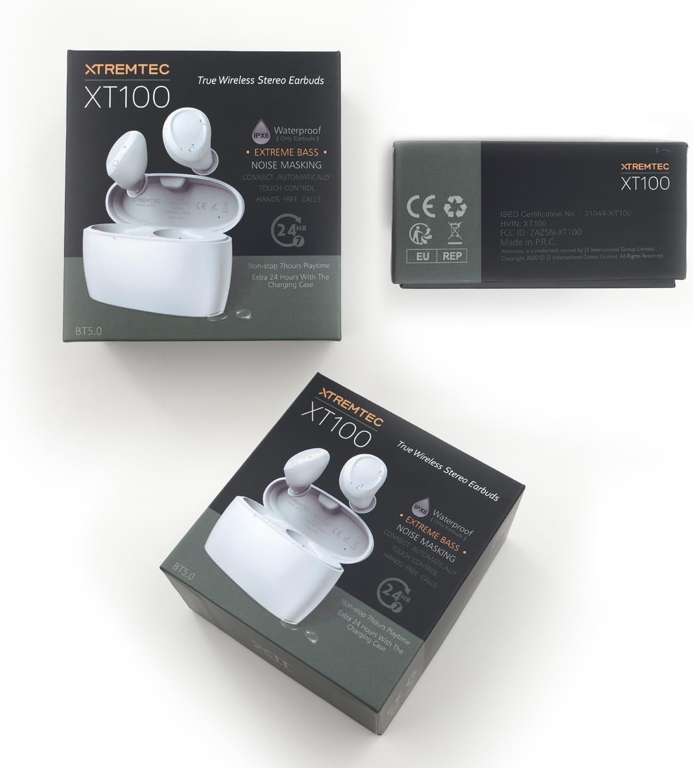 True Wireless Earbuds, Bluetooth Earbuds Noise Cancelling Bluetooth Headphones for Iphone/Android Small with Mic Waterproof Cordless In-Ear Earphones Deep Bass Sound (White)