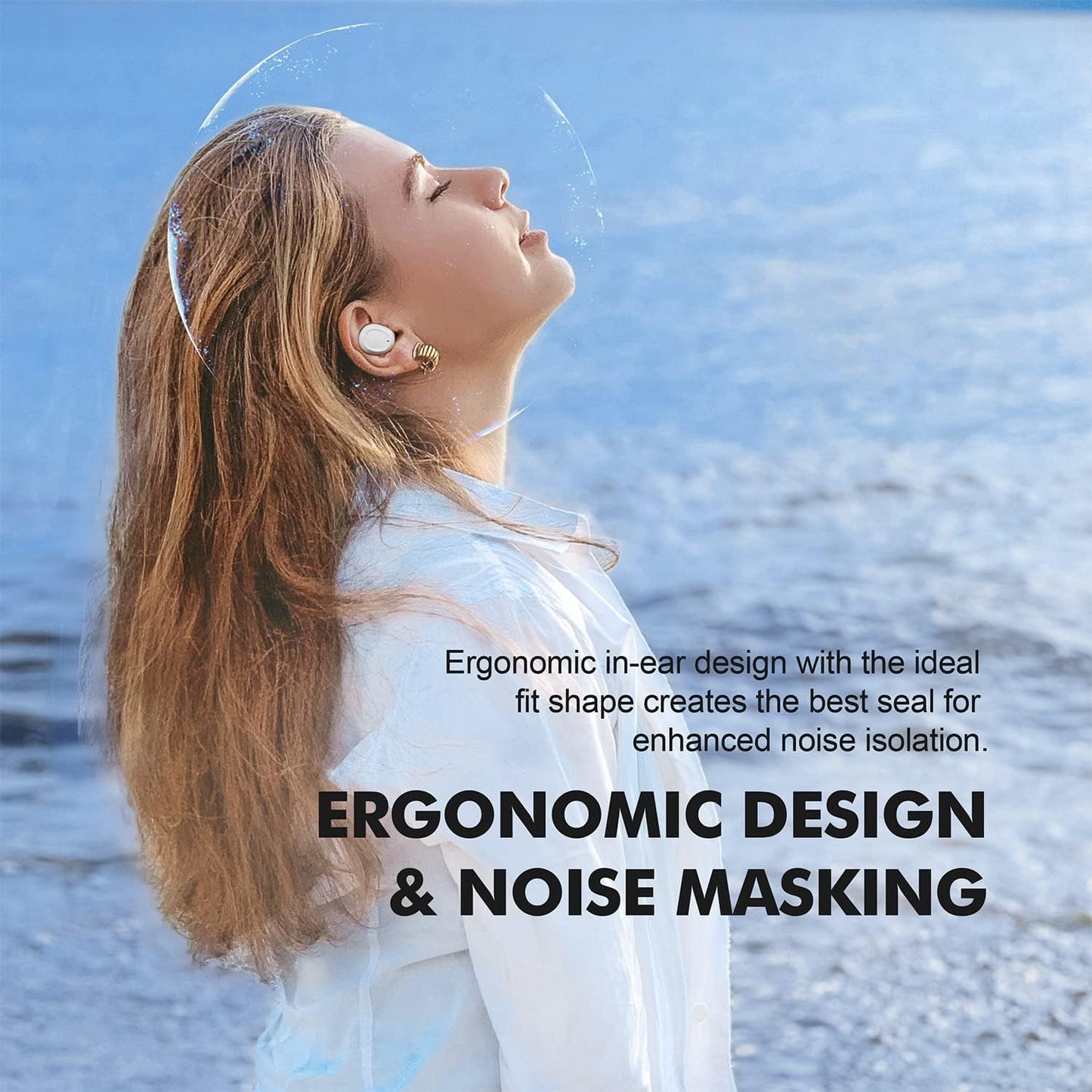 True Wireless Earbuds, Bluetooth Earbuds Noise Cancelling Bluetooth Headphones for Iphone/Android Small with Mic Waterproof Cordless In-Ear Earphones Deep Bass Sound (White)