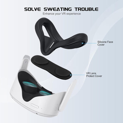 Carrying Case for Oculus Quest 2 with Head Strap - Hard Protection Case and Lightweight Travel Case with Starter Kit, Face Cover, and Silicone Controller Cover(Black Case Set Accessories)