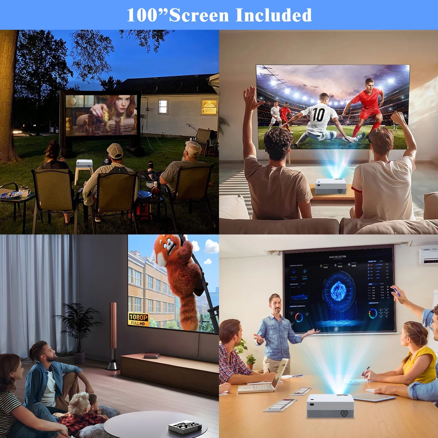 5G Wifi Projector with Bluetooth, 2024 Upgrade Native 1080P Projector for Outdoor & Camping, Wireless Mini Movie Projector Support 4K Resolution, for Home & Camping & Party