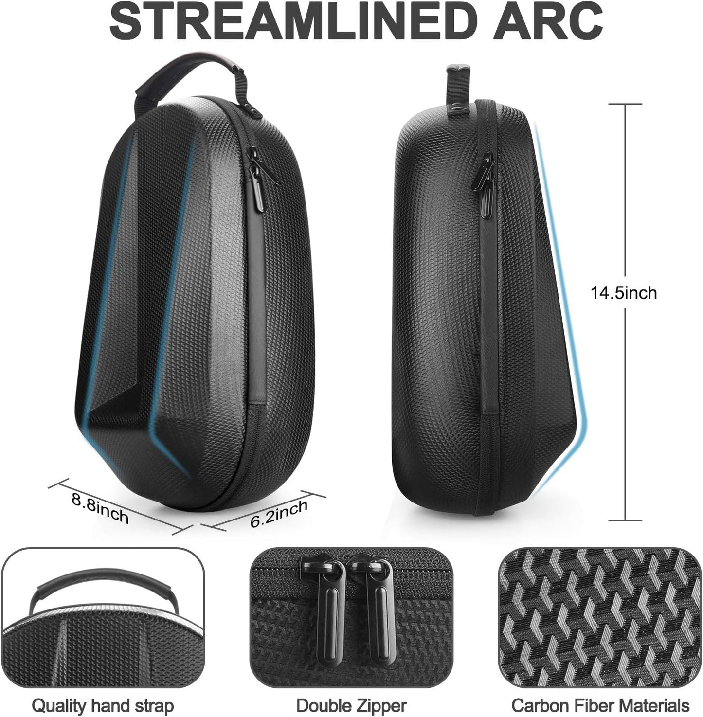 Carrying Case for Oculus Quest 2 with Head Strap - Hard Protection Case and Lightweight Travel Case with Starter Kit, Face Cover, and Silicone Controller Cover(Black Case Set Accessories)