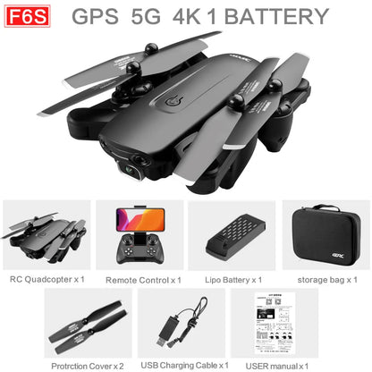 F6 GPS Drone 4K Camera HD FPV Drones with Follow Me Wifi Optical Flow Foldable RC Quadcopter Professional Dron Toys