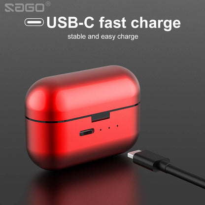 TWS Bluetooth 5.0 Wireless Earbuds  W5S True Wireless Headphones for Iphone/Samsung IPX7 Waterproof Wireless Earphones with USB C Metal Charging Case for Home Office,Work(Red)