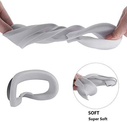 Pinson Silicone VR Face Cover for Oculus Quest 2 VR Headset Face Cushion Cover Sweatproof (Gray)