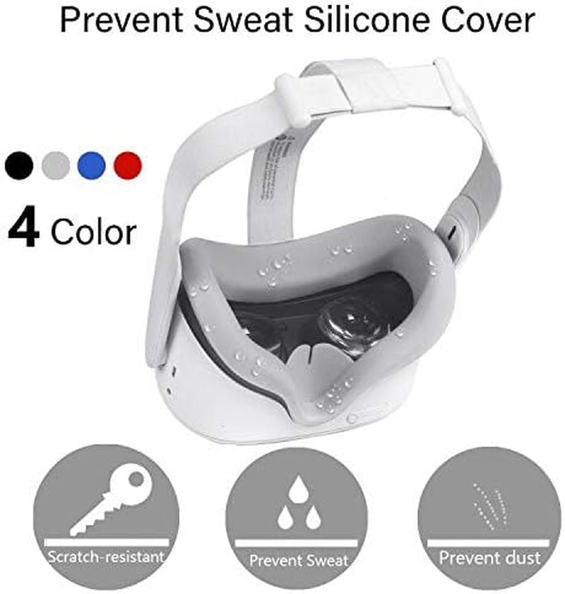 Pinson Silicone VR Face Cover for Oculus Quest 2 VR Headset Face Cushion Cover Sweatproof (Gray)