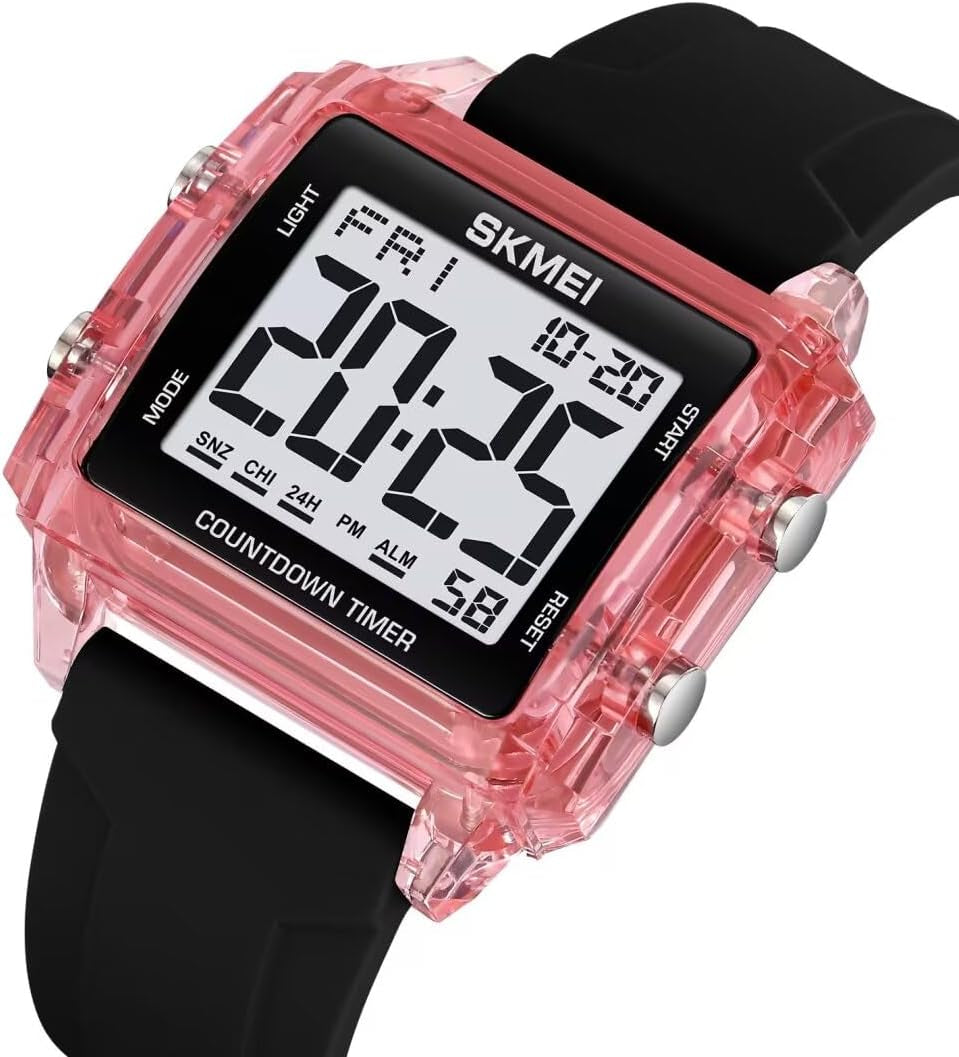 Unisex Digital Watch Women Men Multifunction Outdoor Sport Watches Casual Silicone Strap Stopwatch Alarm Countdown Dual Time 50M Waterproof (Blue)