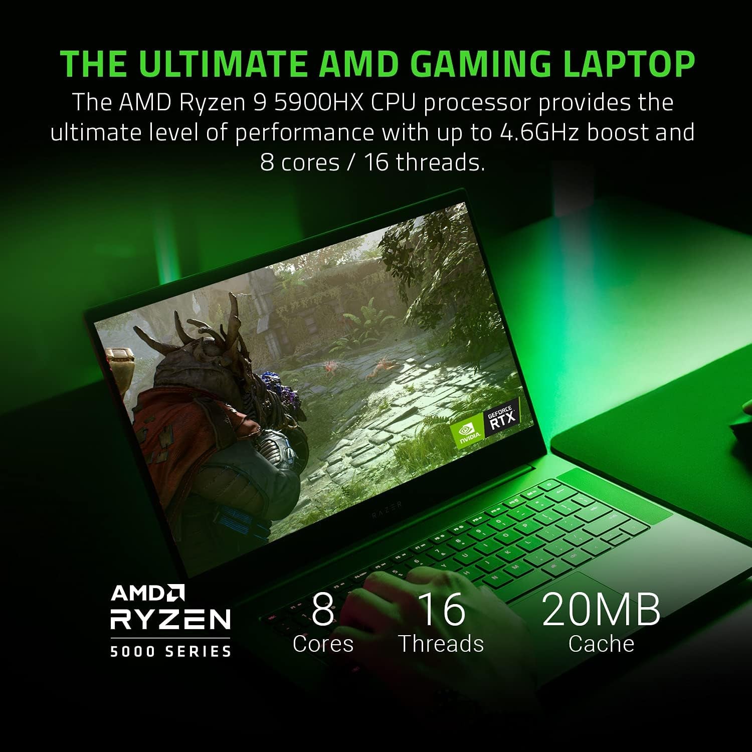 Blade 14 Gaming Laptop: AMD Ryzen 9 5900HX 8 Core, NVIDIA Geforce RTX 3070, 14" QHD 165Hz, 16GB RAM, 1TB SSD - CNC Aluminum - Chroma RGB - THX Spatial Audio - Vapor Chamber Cooling