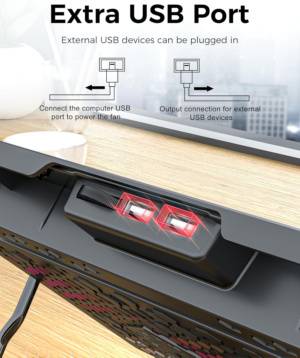 Laptop Cooling Pad for 17.3" Notebook, Red 5 Fans