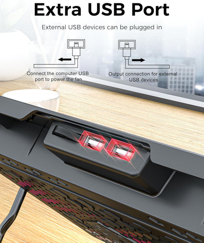 Laptop Cooling Pad for 17.3" Notebook, Red 5 Fans