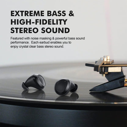 True Wireless Earbuds, Bluetooth Earbuds Noise Cancelling Bluetooth Headphones for All Smart Phone Small with Mic Waterproof Cordless In-Ear Earphones Deep Bass Sound (Black)