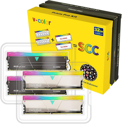 Prism Pro RGB SCC(2+2) Kit 32GB (2X16Gb) 3200Mhz (PC4-25600) DDR4 RAM with RGB Filler Kit Gaming Desktop Memory Module Ram Upgrade (SCC-TL1632816A-E6PRSWK)