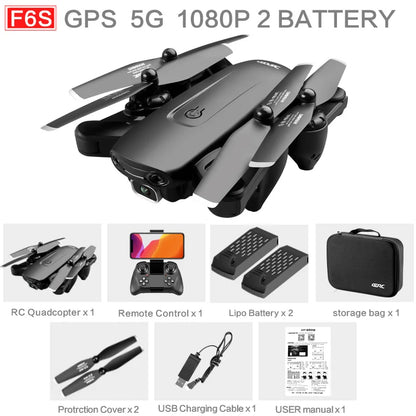 F6 GPS Drone 4K Camera HD FPV Drones with Follow Me Wifi Optical Flow Foldable RC Quadcopter Professional Dron Toys