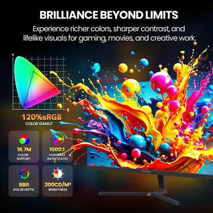 24" 200Hz Gaming Monitor,Ips Panel,Fhd 1080P, Built-In Speakers, 120% Srgb, Freesync, Black