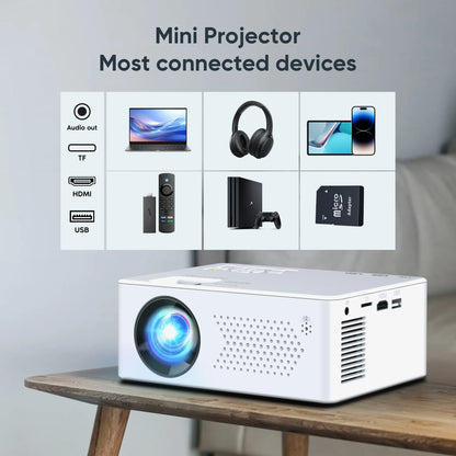 Mini Bluetooth Projector with Tripod, 9500LM Full HD 1080P Portable Home Theater Projector ,Support 250"Display