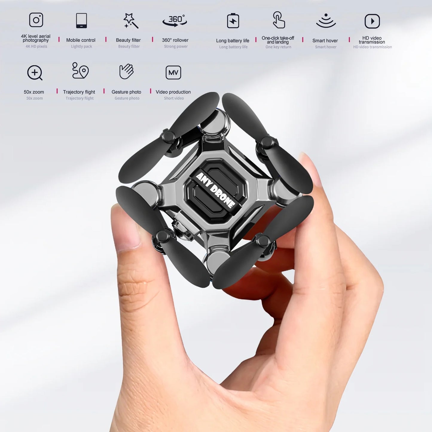 4K Mini Foldable Drone for Kids, Drone with Camera, RC Drone with Altitude Hold 3D Flips and Headless Mode Easy to Fly