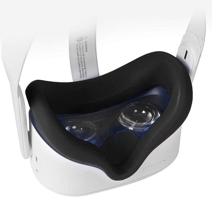 Silicone VR Face Cover for Quest 2 VR Headset Face Cushion Cover Sweatproof (Black)