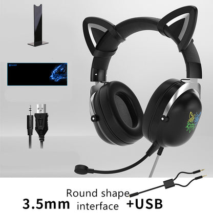 Head-Mounted Gaming Gaming Cute Girls Wired Computer Headset