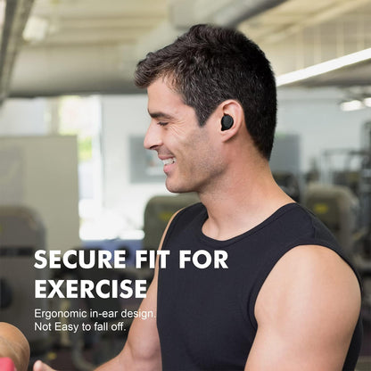 True Wireless Earbuds, Bluetooth Earbuds Noise Cancelling Bluetooth Headphones for All Smart Phone Small with Mic Waterproof Cordless In-Ear Earphones Deep Bass Sound (Black)