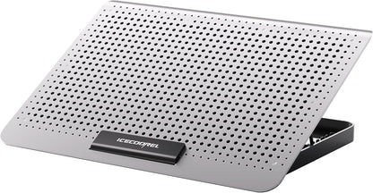 Aluminum Laptop Cooling Pad, Laptop Cooler Stand with 7 Height Adjustable, Laptop Fan Cooling Pad for Laptop 12-15.6 Inch, Notebook Cooler Pad with Two USB Port (Silver)