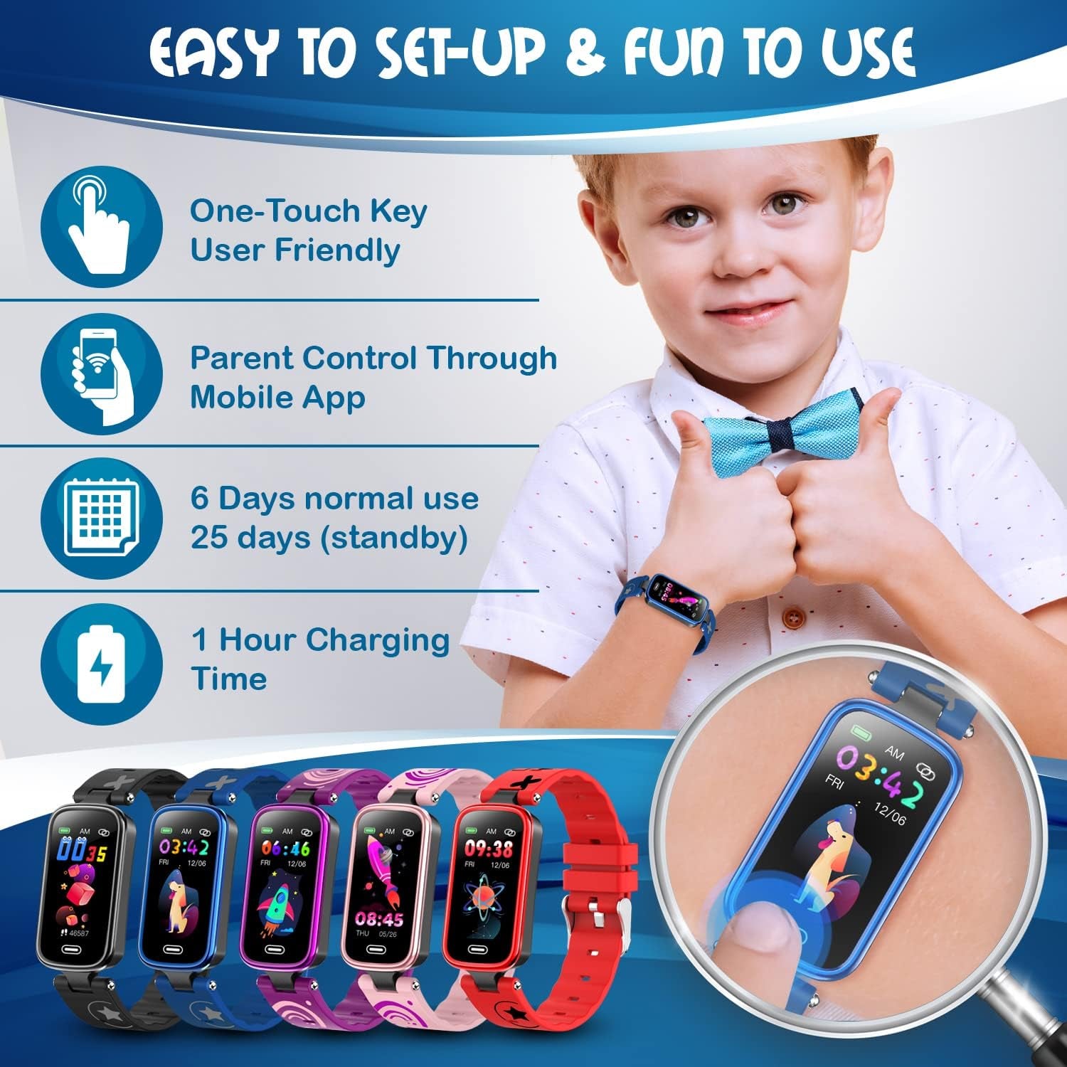 Kids Fitness Tracker for Age 5-16，2022 Upgraded Tracker Kids Watch，Waterproof Watch for Kids with Pedometer，Sleep Monitor & Calorie Counter，Fitness Watch for Kids Girls Boys Teen (Blue)