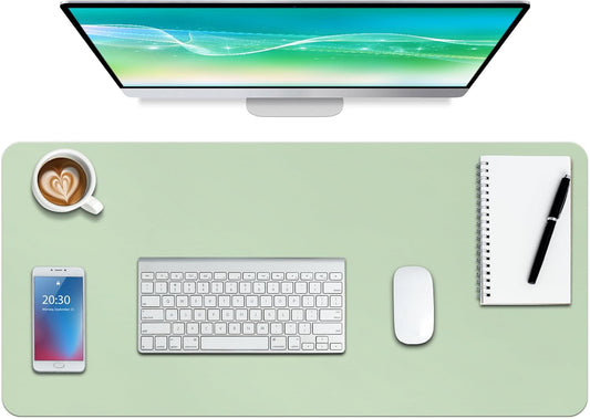 Leather Desk Mat,Desk Pad,Desktop Mat,Waterproof Desk Mat for Desktop, Desk Mat for Keyboard and Mouse,Leather Mouse Pad Protector for Office and Home,30"X 14"(M-Green)