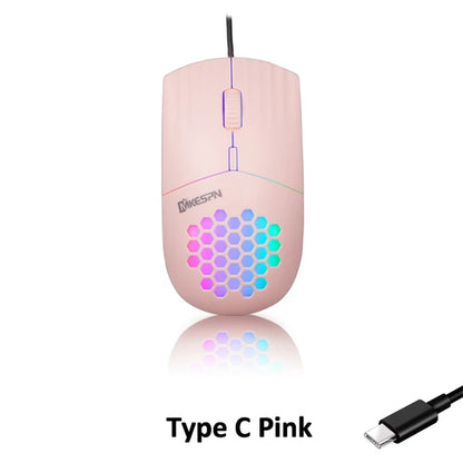 Wired RGB Backlit Honeycomb Shell Gaming Mouse