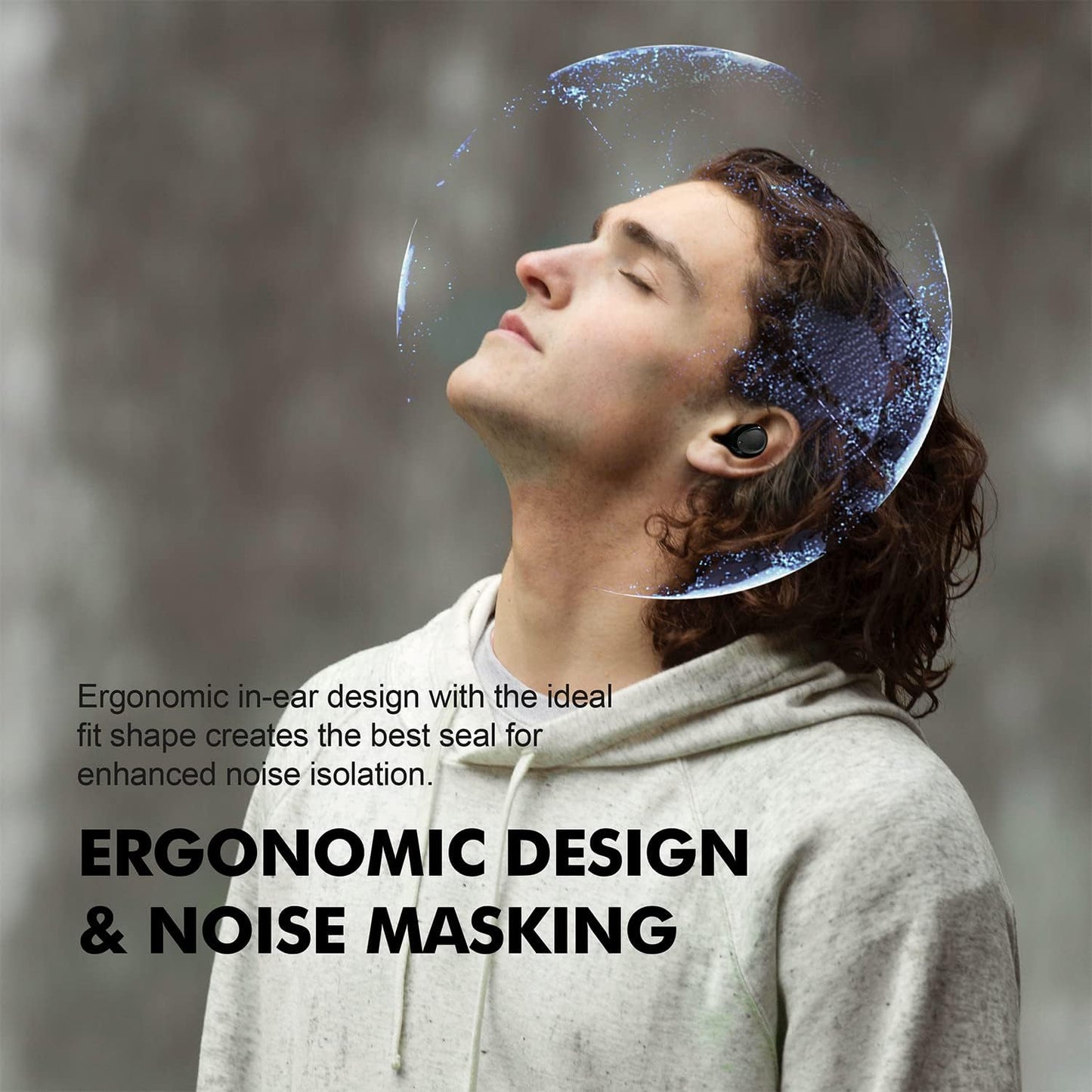 True Wireless Earbuds, Bluetooth Earbuds Noise Cancelling Bluetooth Headphones for All Smart Phone Small with Mic Waterproof Cordless In-Ear Earphones Deep Bass Sound (Black)